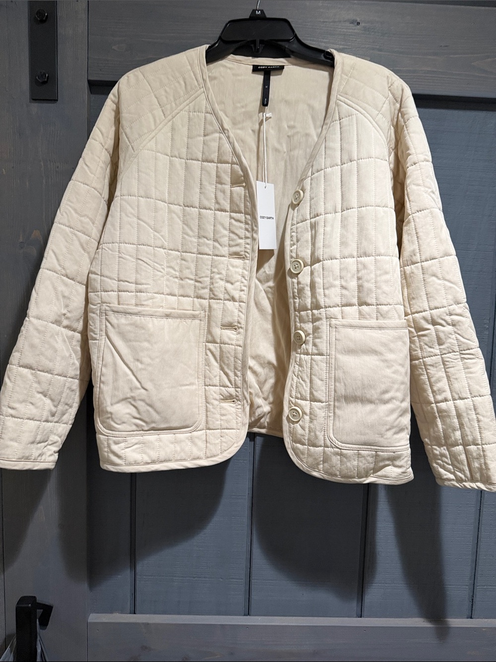 Quilted Button-Front Jacket - Cream